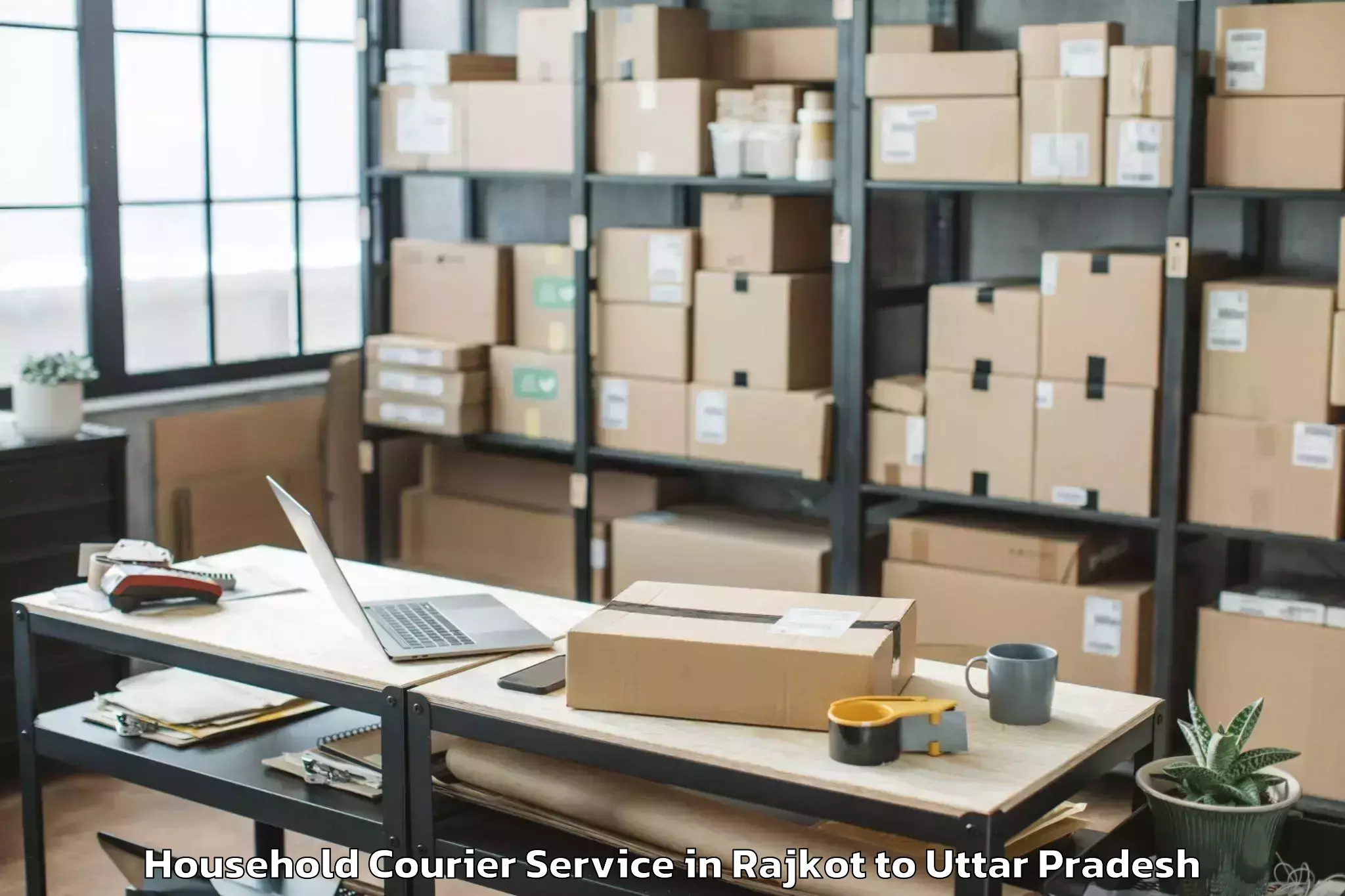 Trusted Rajkot to Kanpur Airport Knu Household Courier